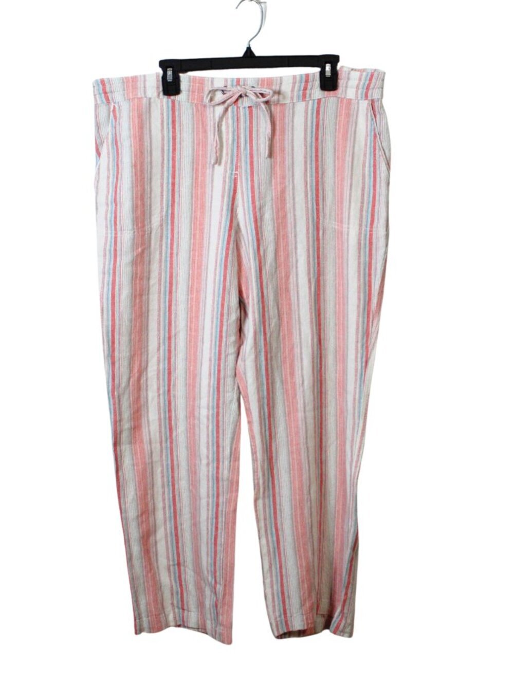 Per Se women's linen blend pants size PXL striped ankle crop loose flowy summer